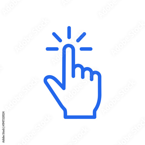 A blue icon of a hand clicking.