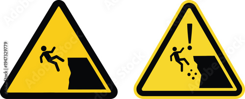 Warning signs for falling into a hole or drop off