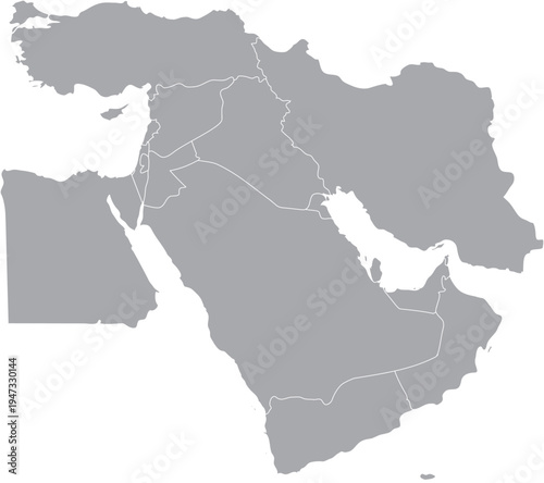Middle East Map Including Egypt, Cyprus and Turkey, Editable Icon