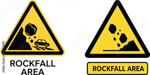 Warning signs for rockfall areas