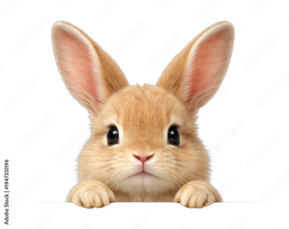 Fototapeta premium PNG Adorable bunny peeking cutely.