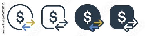 Money Transfer Icon. Financial Exchange and Flow. Vector Illustration
