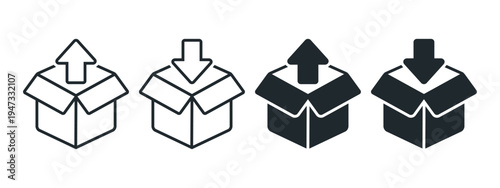 Shipping Upload and Download Package Icon. Delivery Logistics Data Transfer. Vector Illustration