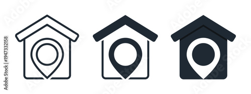 Home Address Map Pin Icon. Vector Illustration