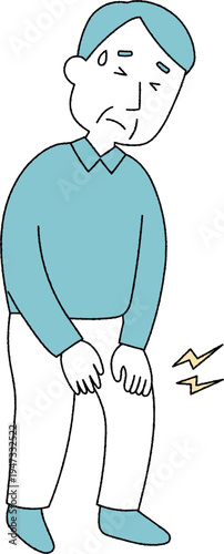 膝が痛む高齢男性単色