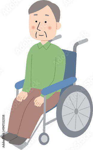 車椅子に乗る高齢男性