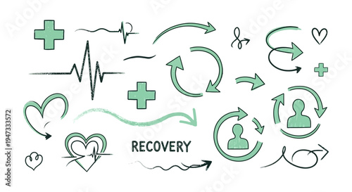 Recovery Healthcare and Wellness Concept Featuring Medical Symbols