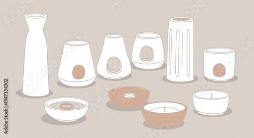 Minimalist ceramic kitchenware set with modern design elements.