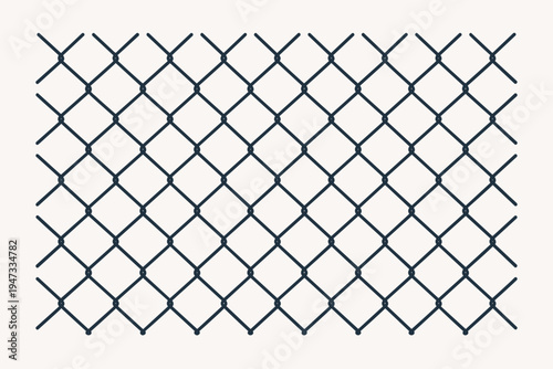 Seamless Chain Link Fence Wire Mesh Pattern Vector Illustration. Simple Flat Dark Gray Geometric Grid Barrier Design Isolated on a Light Background for Security, Industrial, and Construction Use