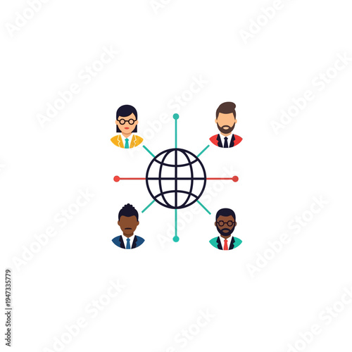 Global business people connect around world.