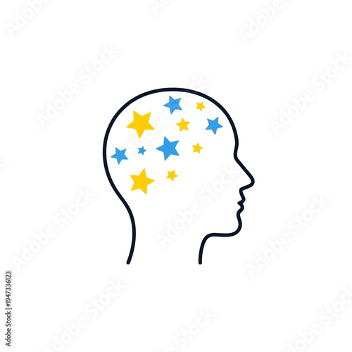 A creative mind with shining stars.