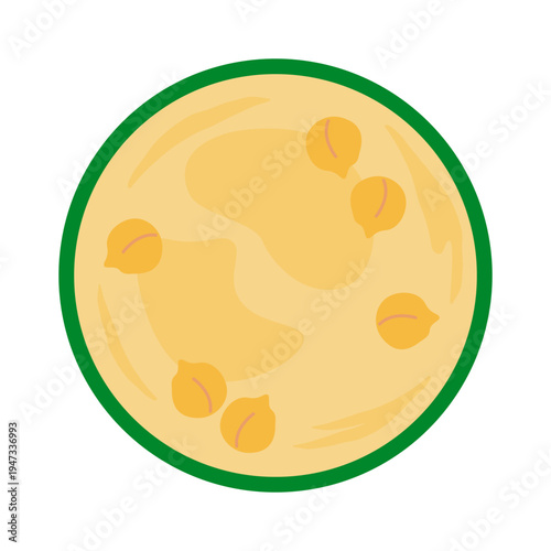 Vector Chickpeas hummus icon. Hummus in a bowl