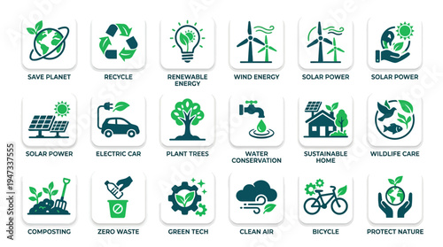 Earth Day duotone vector icon set