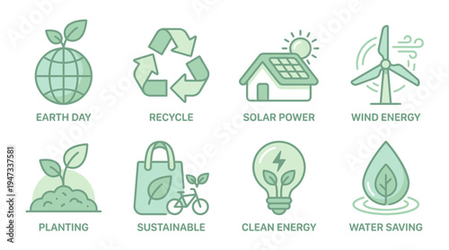 Earth Day eco friendly vector icon pack