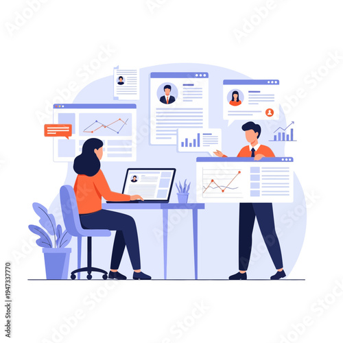 HR manager evaluating job candidates using digital recruitment tools