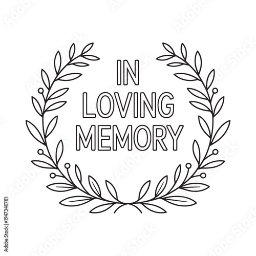 A floral wreath design with the text in loving memory inside