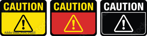 Caution Warning Sign Set with Exclamation Triangle
