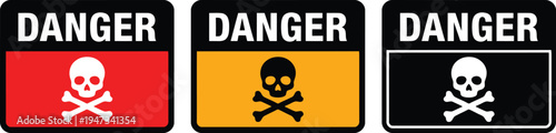 Danger Skull and Crossbones Warning Sign Set