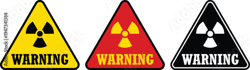 Radiation Warning Triangle Sign Set in Red Yellow Black