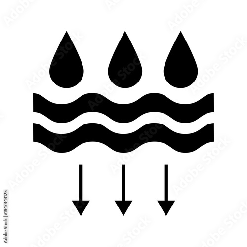 Minimal outline icon representing water infiltration into the ground. Suitable for concepts related to hydrology, environmental science, natural water cycles, and ecological sustainability.