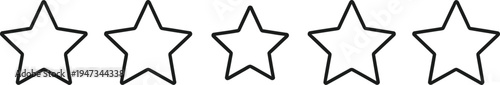 Five star rating symbol in black outline on white background