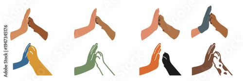 High Five A human hand and a canine paw doing a high-five  Flat Vector Illustration on Transparent Background