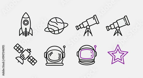 Space exploration icons and illustrations