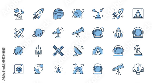 Space exploration icons and symbols