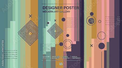 Modern abstract designer poster featuring vibrant gradients geometric shapes and bold typography in a sleek contemporary style