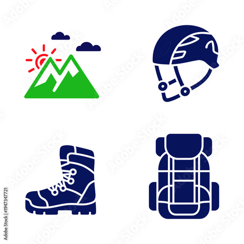 Hiking and outdoor gear icons