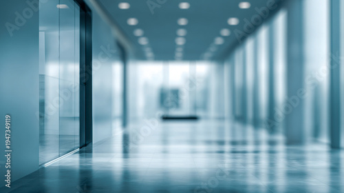 Wallpaper Mural Modern empty office corridor with glass walls and natural light filtering through large windows in a sleek corporate building interior design Torontodigital.ca