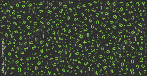 A dynamic vector illustration featuring a random scatter of numbers from zero to nine in various sizes and orientations
