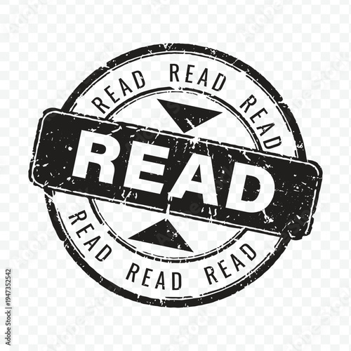 Vintage black circular grunge rubber stamp with read text for document management and information access control