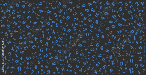 A dynamic vector illustration featuring a random scatter of numbers from zero to nine in various sizes and orientations