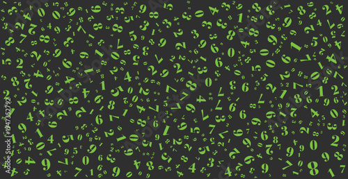 A dynamic vector illustration featuring a random scatter of numbers from zero to nine in various sizes and orientations