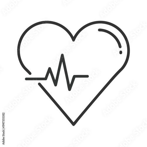 Simple line art of a heart shape with a cardiogram line within it