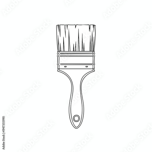 A simplified line drawing of a paint brush with a wide bristle head and a flat handle