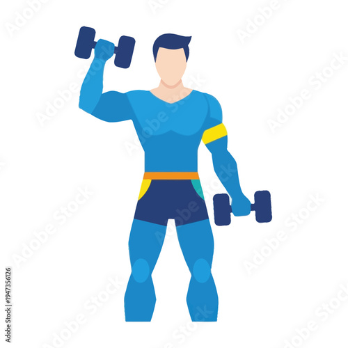 Fit Man Lifting Dumbbells, Strength Training, Fitness Workout, Muscle Building