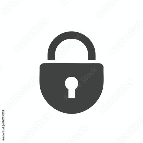 Simple gray lock icon with a keyhole in the center