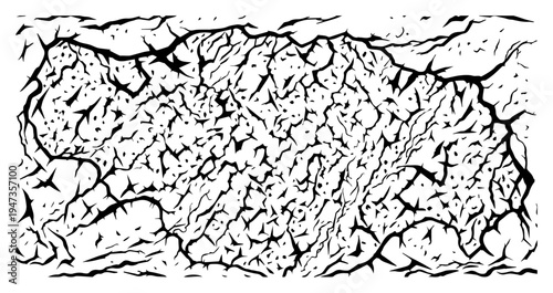 Cracked earth texture hand drawn ink sketch. Natural disaster drought and climate change environment background illustration.
