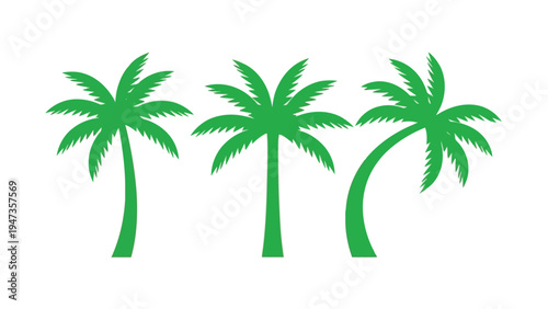 Three palm trees standing in a row against a plain background Vector