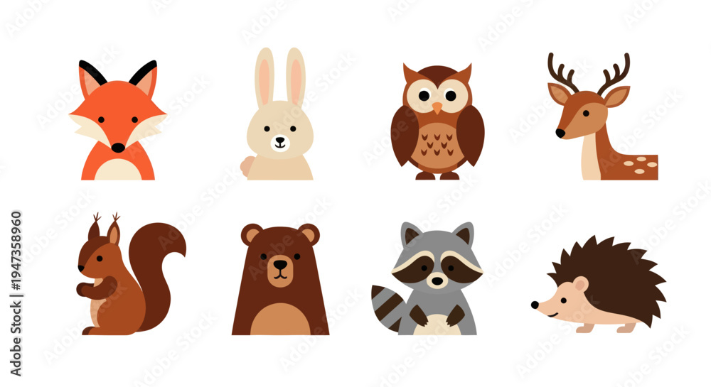Fototapeta premium Cartoon forest animals illustration
