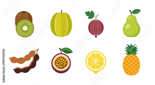 Assortment of freshly cut colorful fruits