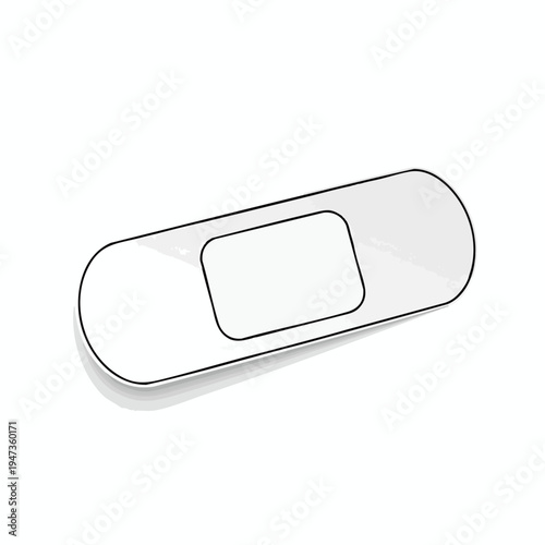 A simple, light gray bandage strip with a darker gray shadow effect