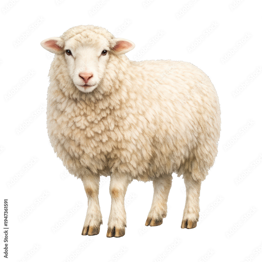 Fototapeta premium PNG Fluffy sheep standing alone.