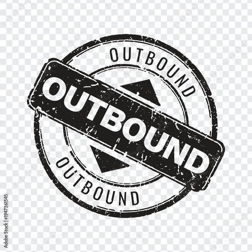 Professional black grunge rubber stamp icon for outbound logistics and shipping goods documentation