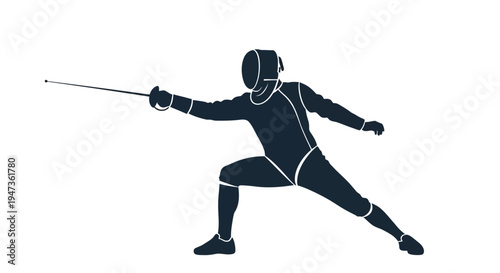 Fencer in Action Pose.