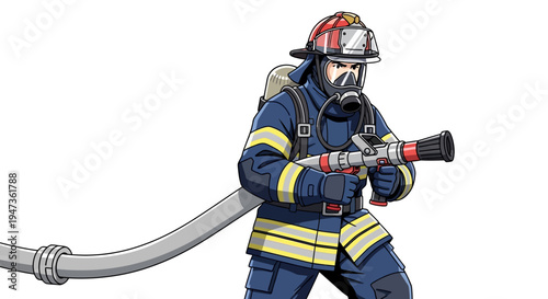 Firefighter in Action Gear.
