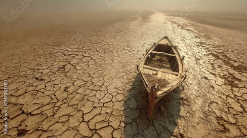 canoe in a dry desert