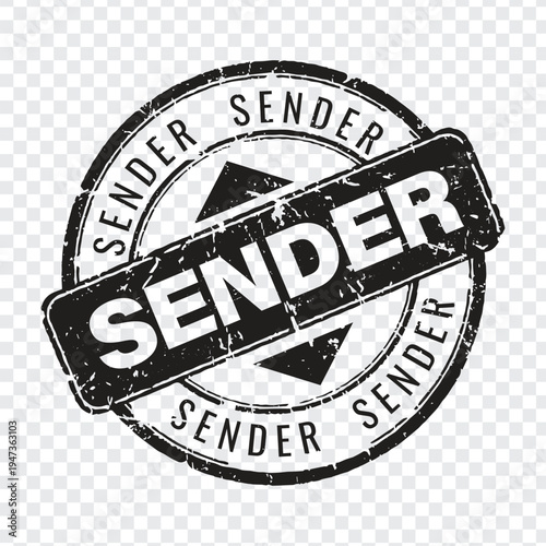 Professional black grunge rubber stamp icon for sender identification and shipment origin documentation